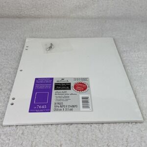Hallmark AR7645 Scrapbook Album Refill 30 Pages White 10x12 3-Ring Post-Bound